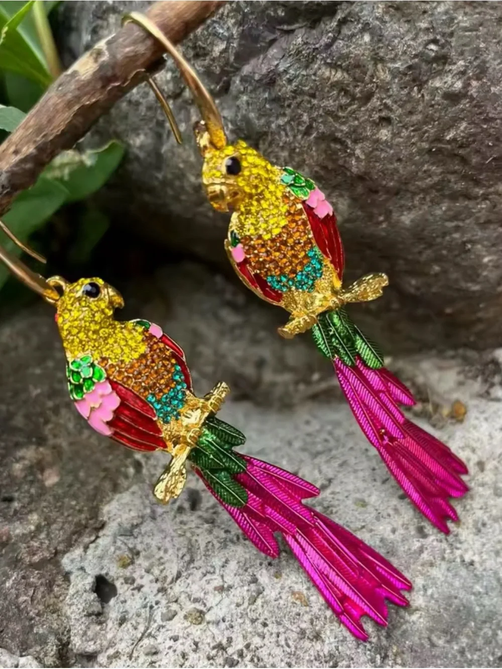 Zara Multicolor Parrot Drop Earrings ~ New